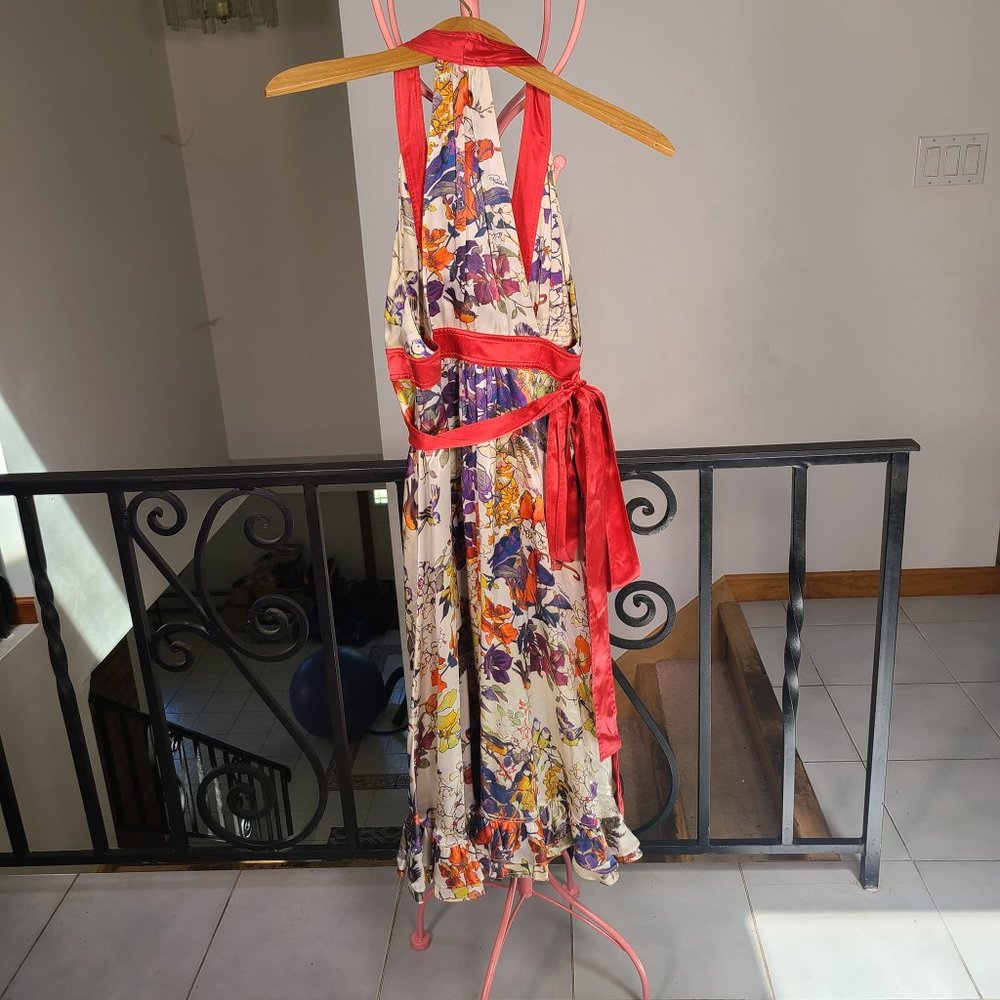 Roberto Cavalli 100% Silk  Floral Wrap Dress